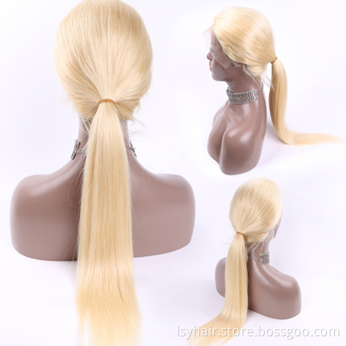 Glueless #613 Russian Blonde Lace Front Human Hair Wigs Straight Lace Frontal Wig Pre Plucked Honey Blonde Remy Lace Wigs